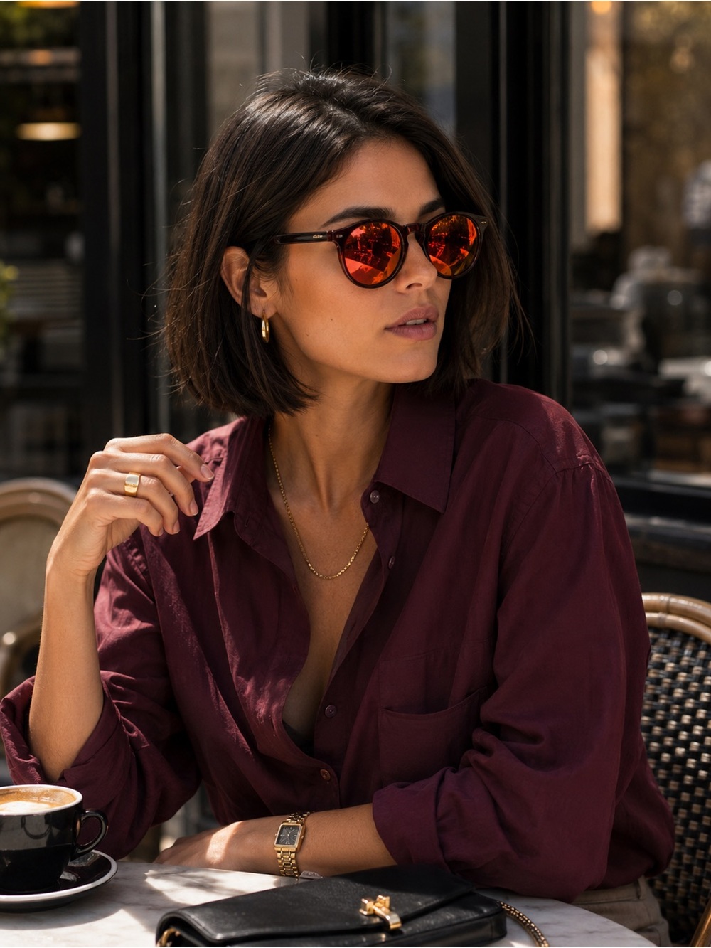 So CHIC Women's Red Mirrored Round Sunglasses — Fashionable Everyday Shades